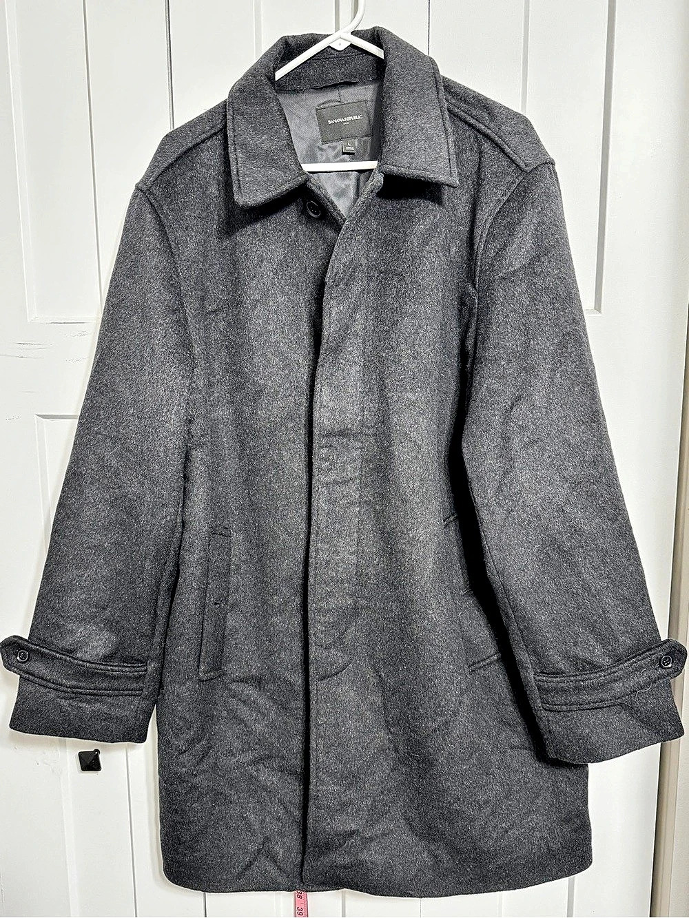 Banana Republic Wool Blend Gray Trench Coat Size Large